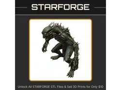 28mm Mutant Creature Spiked Back Clawed Hands Crouching Pose StarForge Kits 3D Print STL File