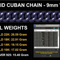 9mm Wide - Solid Cuban Chain - Lock box not included 3D print model