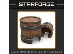 Barrel Themed Pet Hideout for Small Animals and Reptiles StarForge Kits 3D Print STL File