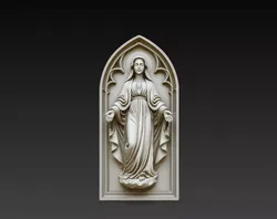 Blessed Virgin Mary STL 3D Gothic Plaque Religious Relief 3D print model