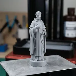 Catholic Monk Statue with Rosary Beads and Cross 3D print model
