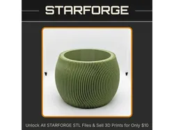 Contemporary Ribbed Planter with Elegant Curved Design StarForge Kits 3D Print STL File