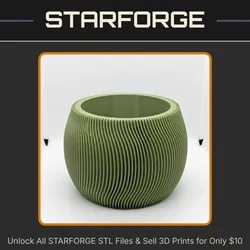 Contemporary Ribbed Planter with Elegant Curved Design Vase Mode StarForge Kits 3D Print STL File