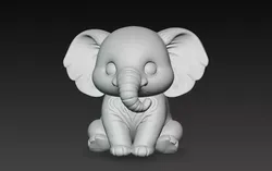 Cute Stylized Baby Elephant 3D print model