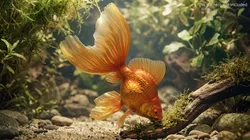 Fantail Goldfish Eating From Bottom Animated Rigged For Maya 3D model