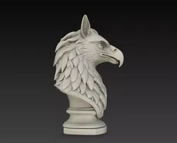 Front View Griffin Eagle Feather Bust Statue STL Model 3D print model