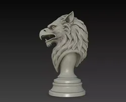 Front View Griffin Eagle Head Pedestal Bust STL Model 3D print model