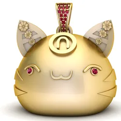 Golden Charm Pig Pendant – Gemstone Embellished 3D Jewelry Model