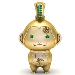 Golden Monkey Guardian – Gemstone Character 3D Jewelry Pendant