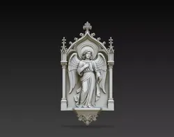 Guardian Angel Gothic Shrine STL Christian Wall Statue 3D print model