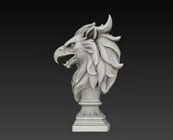 Horned Griffin Eagle Head Fantasy Creature Bust STL Model 3D print model