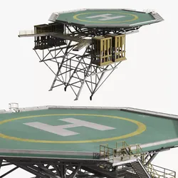 Jack Up Rig Helipad Landing Platform 3D model