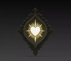 Luminous Sacred Heart Gothic Wall Relief STL Model 3D print model