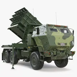 Military MLRS Rocket Launcher Truck Green Rigged for Maya 3D model