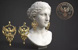 Phoenix earring 3D print model 3D print model