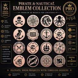 Pirate Icons CNC SVG STL Pack 16 Designs 3D print model