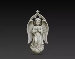 Praying Little Angel Cherub STL 3D Gothic Plaque Relief 3D print model