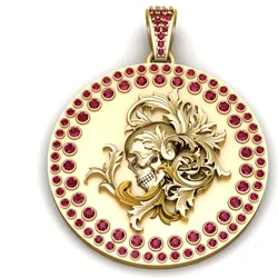 Regal Skull Medallion – Gemstone Encrusted 3D Jewelry Pendant