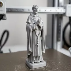 Religious Monk Praying with Rosary Beads Statue 3D print model