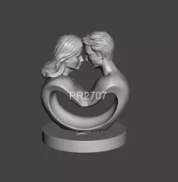 Romantic Couple Heart Sculpture STL 3D model