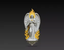Sacred Heart Angel Divine Flame STL Christian Wall Statue 3D print model