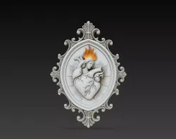 Sacred Heart Jesus Flame Wall Relief STL Print Model 3D print model