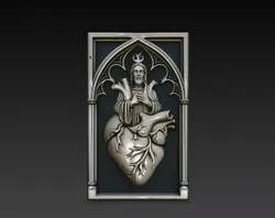 Sacred Heart Jesus Gothic Wall Relief STL Print Model 3D print model