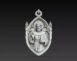Saint Benedict Gothic Medallion STL Christian Pendant 3D print model