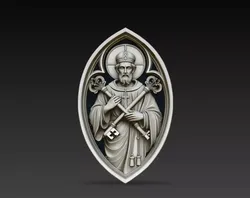 Saint Peter Crossed Keys Gothic Plaque STL 3D print model