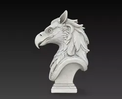 Side Profile Griffin Eagle Head White Marble Bust STL Model 3D print model