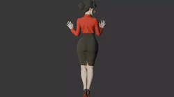 Stylized Anime Office Worker Wall Pose Premium Static 3D model