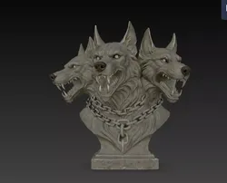 Three Headed Cerberus Hellhound Chain Bust STL Model 3D print model