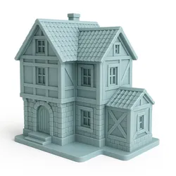 Three Story Medieval Townhouse Corner Building 3D Printable STL