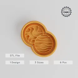 Two Planets Cutter & Stamp, Cookie & Fondant Set, 3 Sizes S/M/L, Space-Themed Astronomy Design