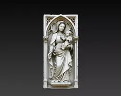 Virgin Mary Madonna and Child STL Gothic 3D Plaque Relief 3D print model
