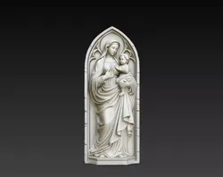Virgin Mary Madonna and Child STL Gothic Plaque 3D Relief 3D print model