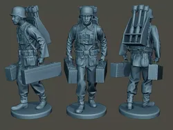 German soldier ww2 carrying rockets G4 3D print model