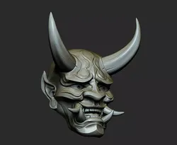 Hannya Mask Magnet Oni Mask Samurai Mask 3D print model