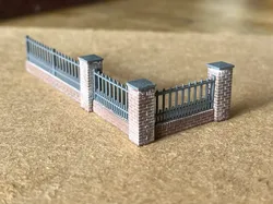 Model Railway Brick Wall with Metal Railings 3D print model
