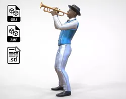 N3 Trumpeter standing playing Trumpet 3D print model
