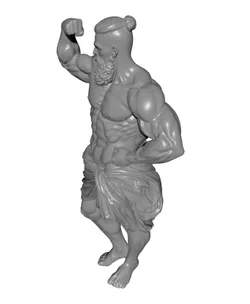 Flexing Titan Warrior Statue STL – Muscular Bodybuilder Sculpture for 3D Printing