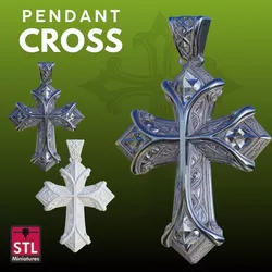 Decorative Cross Pendant STL 3D Model 3D print model