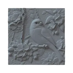 Bas-relief of birds and flowers  3D print model