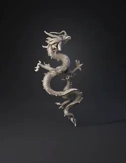 serpentine dragon sculpture with detailed scales claws and horns in w