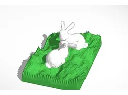 two bunnies looking at each other