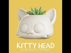 Kitty Head Plant Pot - Succulent- Planter 3D print model