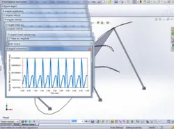 Stephenson III Six-Bar mechanism plus motion study analyses & spreadsheet data