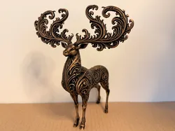 Deer, gold ornament deer - Free 3D Print Model