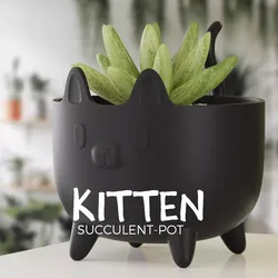 Kitten Succulent Pot - Planter - Plant For 3D Print 3D print model