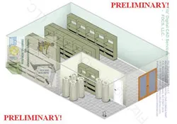 Storage Room with Racks, or Shelves and Interior Room with Cabinet & Containers